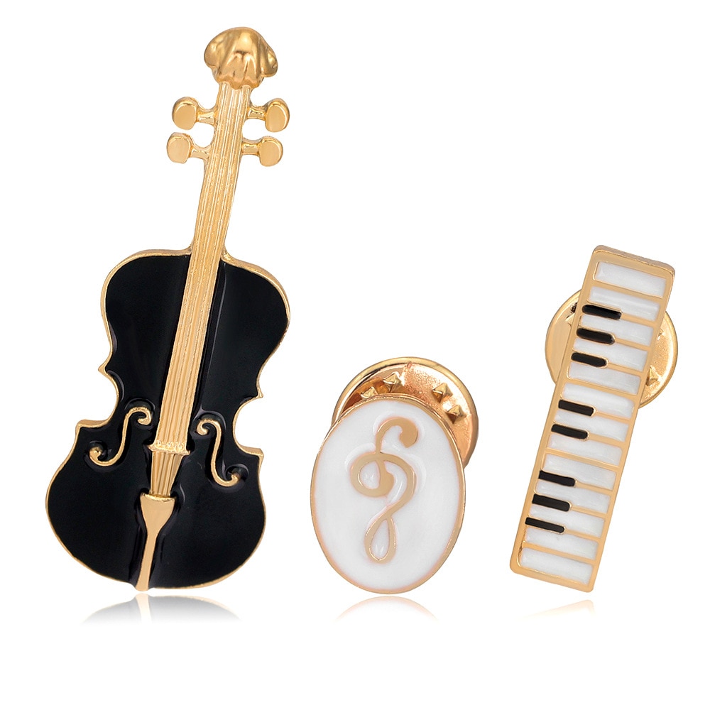 Set Musical Instruments Brooches - Broschenset Anstecknadel Violine
